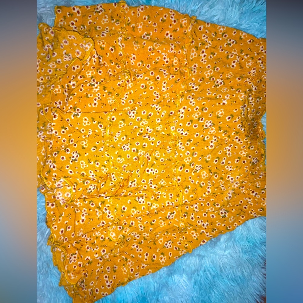 100% Rayon Yellow Floral Skirt